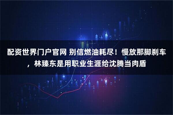 配资世界门户官网 别信燃油耗尽!慢放那脚刹车,林臻东是用职业生涯给沈腾当肉盾